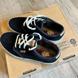 Vans black and white suede laced shoes